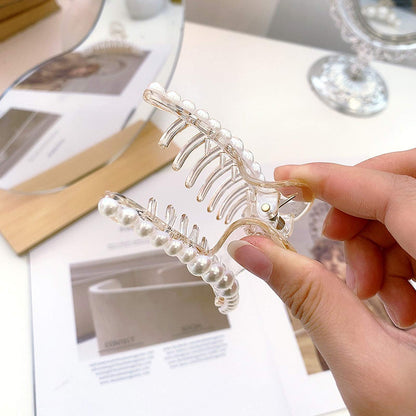 Pearl Hair Clips for Women,4PCS Large Hair Claw Clip Strong Hold No Slip,Banana Jaw Clip Barrettes Nonslip,Elegant Hair Accessories Birthday Thanksgiving Christmas Gift for Girl Thick Thin Hair