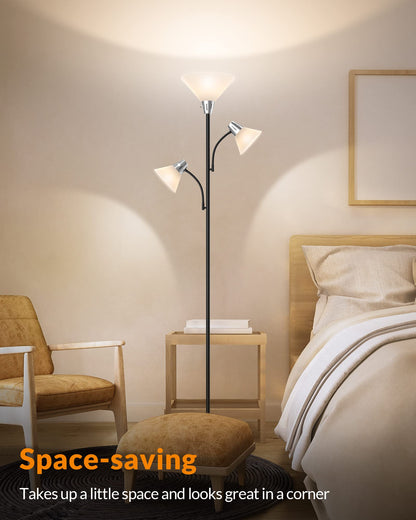 LEPOWER Floor Lamp, Standing Lamp with Replaceable 3000K Energy-Saving, Lamp for Living Room with Adjustable Reading Lights, Modern Bright Floor Lamp for Bedroom, Living Room, Office