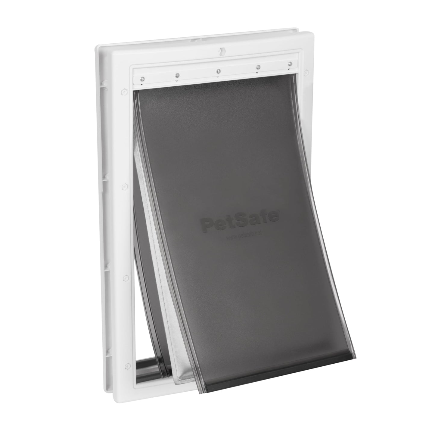 PetSafe Extreme Weather Aluminum Pet Door - Energy-Saving Thermal Barrier Pet Flap with Slide-in Door Locking & Secure Flap Cover - Plastic Frame - for Dogs Up to 220 lb - Large