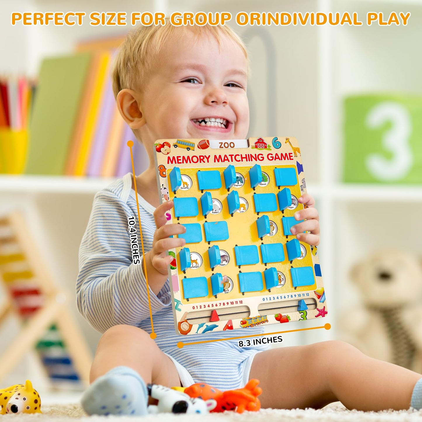 Matching Memory Game for Kids Age 3 4 5 6 7 8 Year Old, Travel Toy for Boys Girls, Wooden Board Game, Road Trip Essentials for Toddler, Airplane/ Car/ Camping Activity, Ideal Christmas, Birthday Gifts