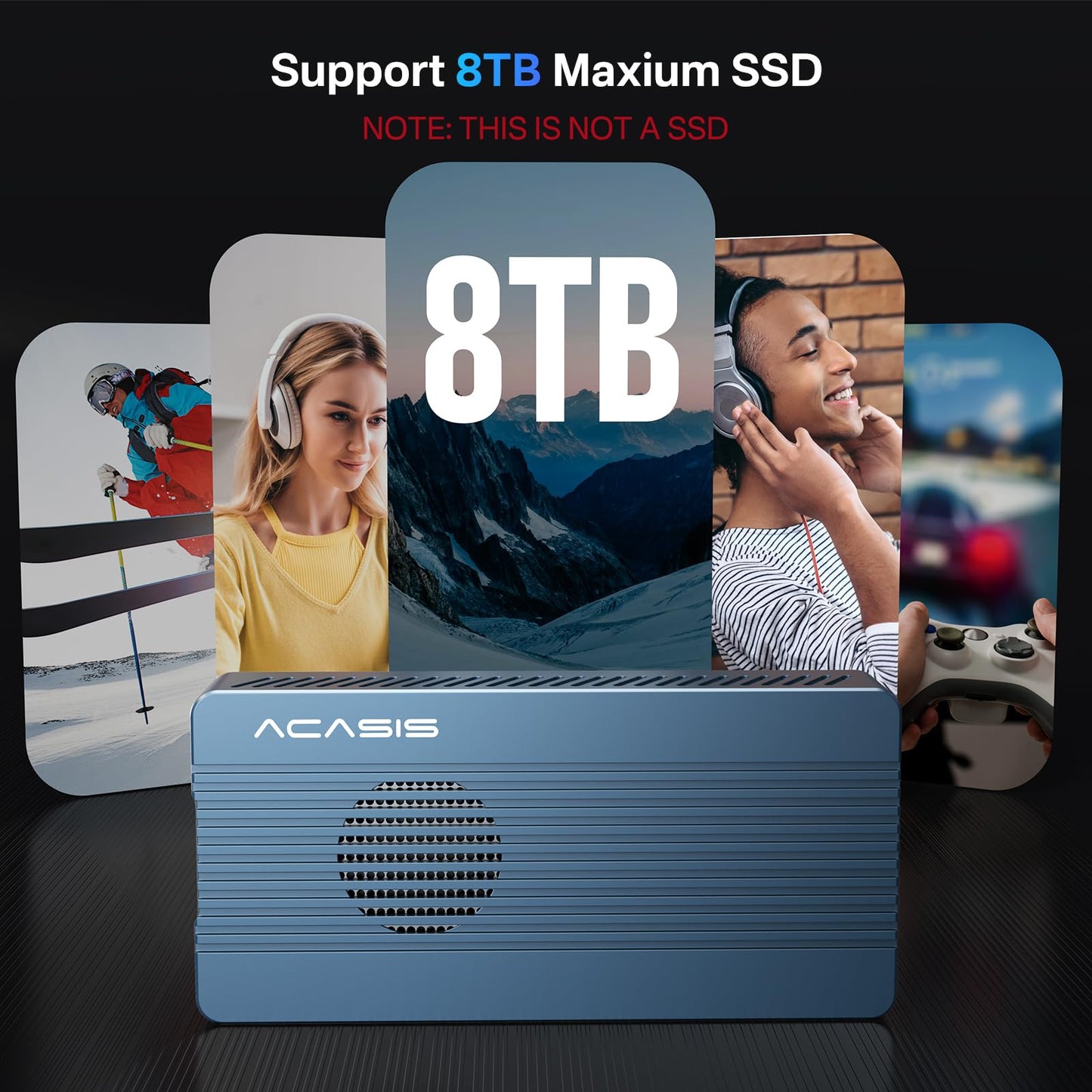 ACASIS 40Gbps M.2 NVMe SSD Enclosure with Cooling Fan, External SSD Eclosure Drive for Mac mini M4/M1 M2 Pro/Max, Compatible with Thunderbolt4/3/USB4/3.2/3.0/2.0 (Enclosure Only)