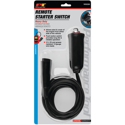 Performance Tool W80586 Heavy Duty Remote Starter for Car and Truck Engines with Push-Button Switch and 5-ft Wire Leads , Black