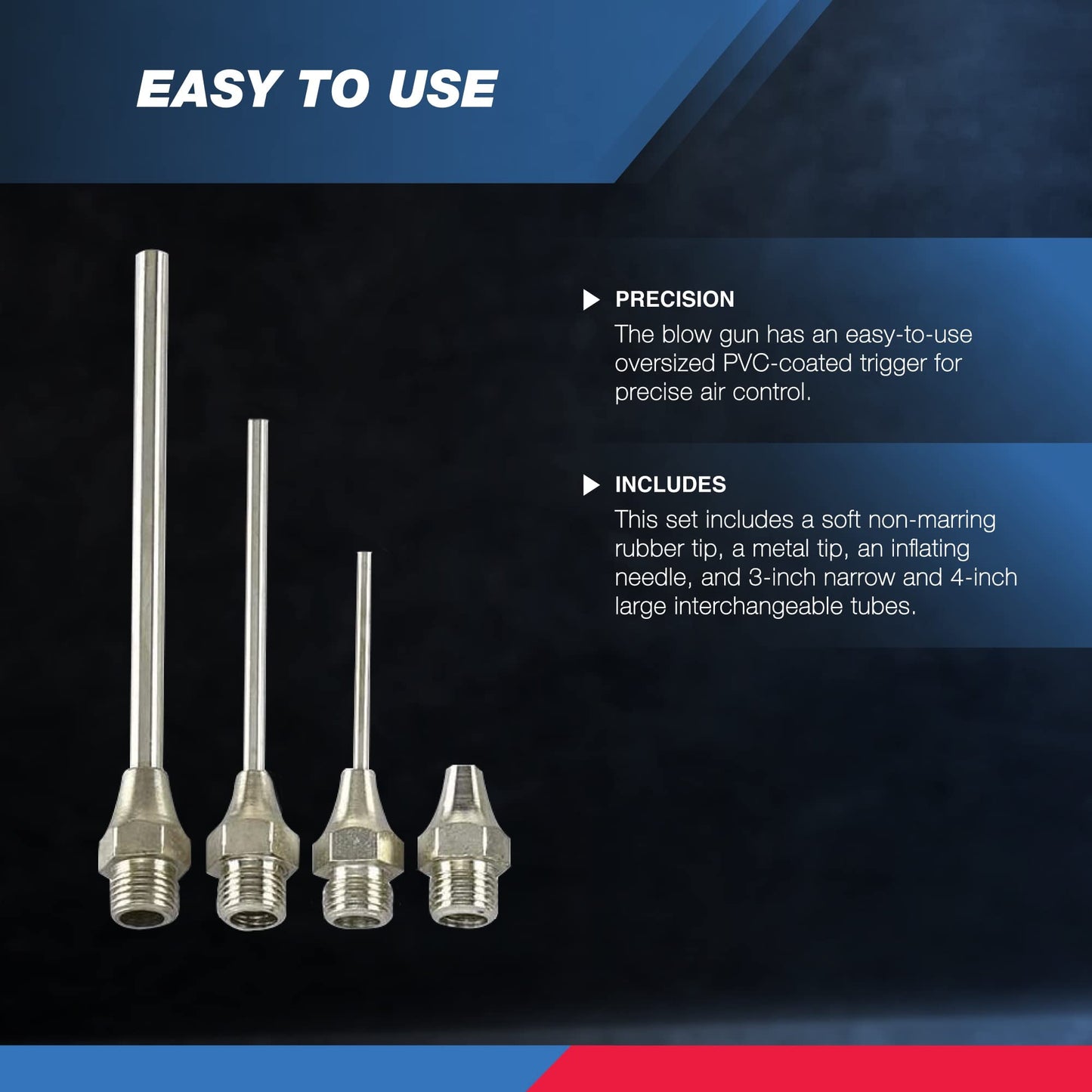 Neiko 31112 Air Blow Gun Nozzle Set, Air Compressor' Air Gun W/ 5 Interchangeable Nozzles, Air-Compressor Accessories Tools Air Gun, Air Blower Gun