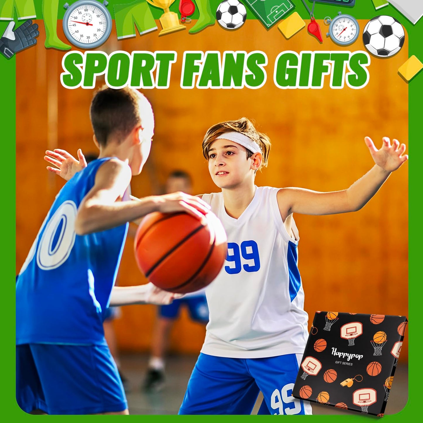 HAPPYPOP Basketball Gifts for Boys - 7Th 8Th 9Th Birthday Gift Ideas for Boys Who Love Basketball, Kids Sports Socks