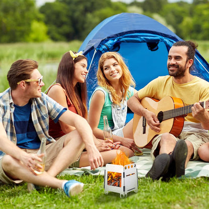 Lixada Camping Wood Stove Folding Lightweight Stainless Steel Wood Burning Stove Portable Backpacking Alcohol Stove for Outdoor Camping Hiking Picnic BBQ Picnic Hunting