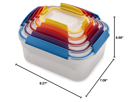 Joseph Joseph Nest Lock Plastic BPA Free Food Storage Container Set with Lockable Airtight Leakproof Lids, 10-Piece, Multi-Color