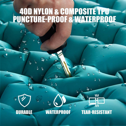 AKSOUL Camping Sleeping Pad with Pillow: Extra Thick 3.9 inch Ultralight Self Inflating Air Mat, Compact Lightweight Insulated Inflatable Sleep Mattress for Backpacking, Camp, Hiking, Tent