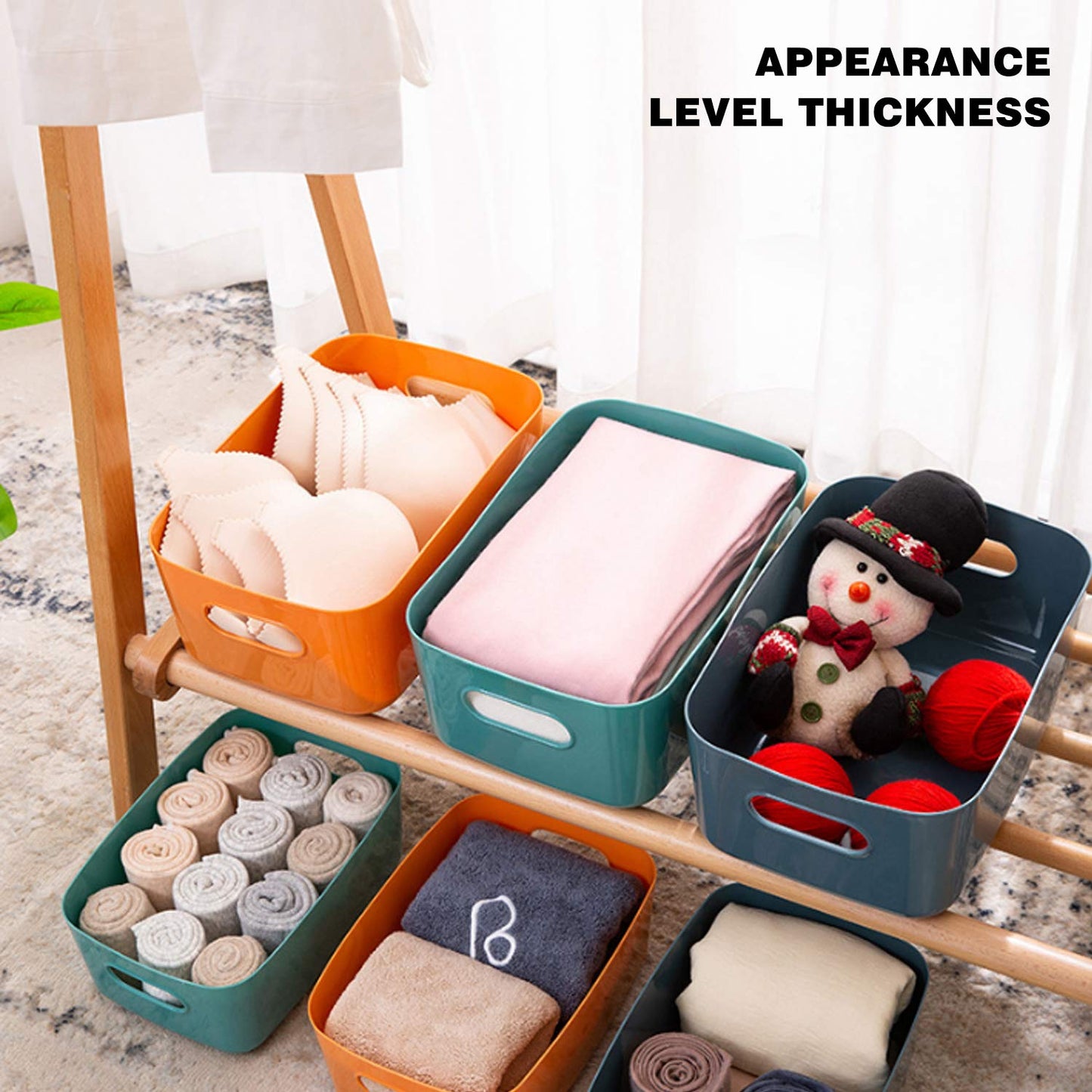 OWill 7 Pcs 2.1 L Plastic Storage B-ins and Baskets for Efficient Home Classroom Organization Small Containers in Multicolour for Kitchen, Cupboard box, and Bathroom Organizer on Shelves and Tubs