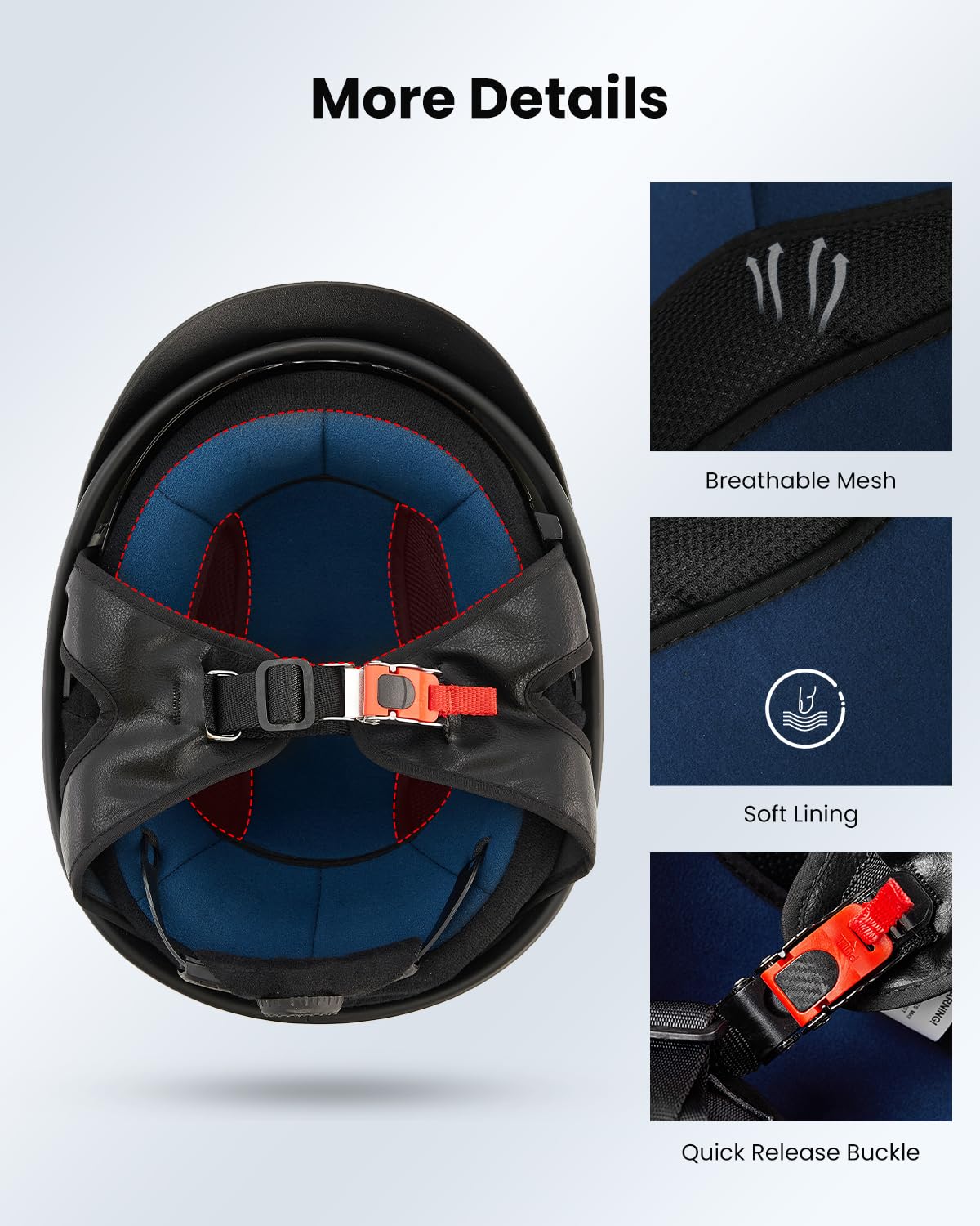 ILM Half Helmet Motorcycle Open Face Sun Visor Quick Release Buckle DOT Approved Cycling Motocross Suits Men Women Model-205V (L, Matt Black)