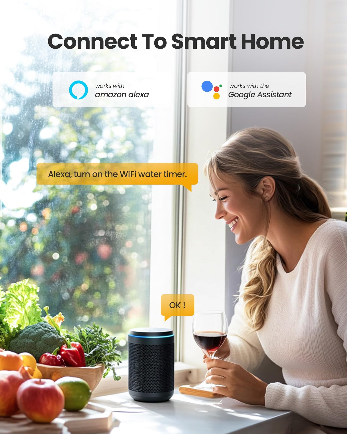 RAINPOINT WiFi Water Timer, Smart Hose Timer WiFi Irrigation Controller, Wireless Watering System Valve, APP & Voice Control, Weather-Based Automatic Rain Delay, Brass Inlet