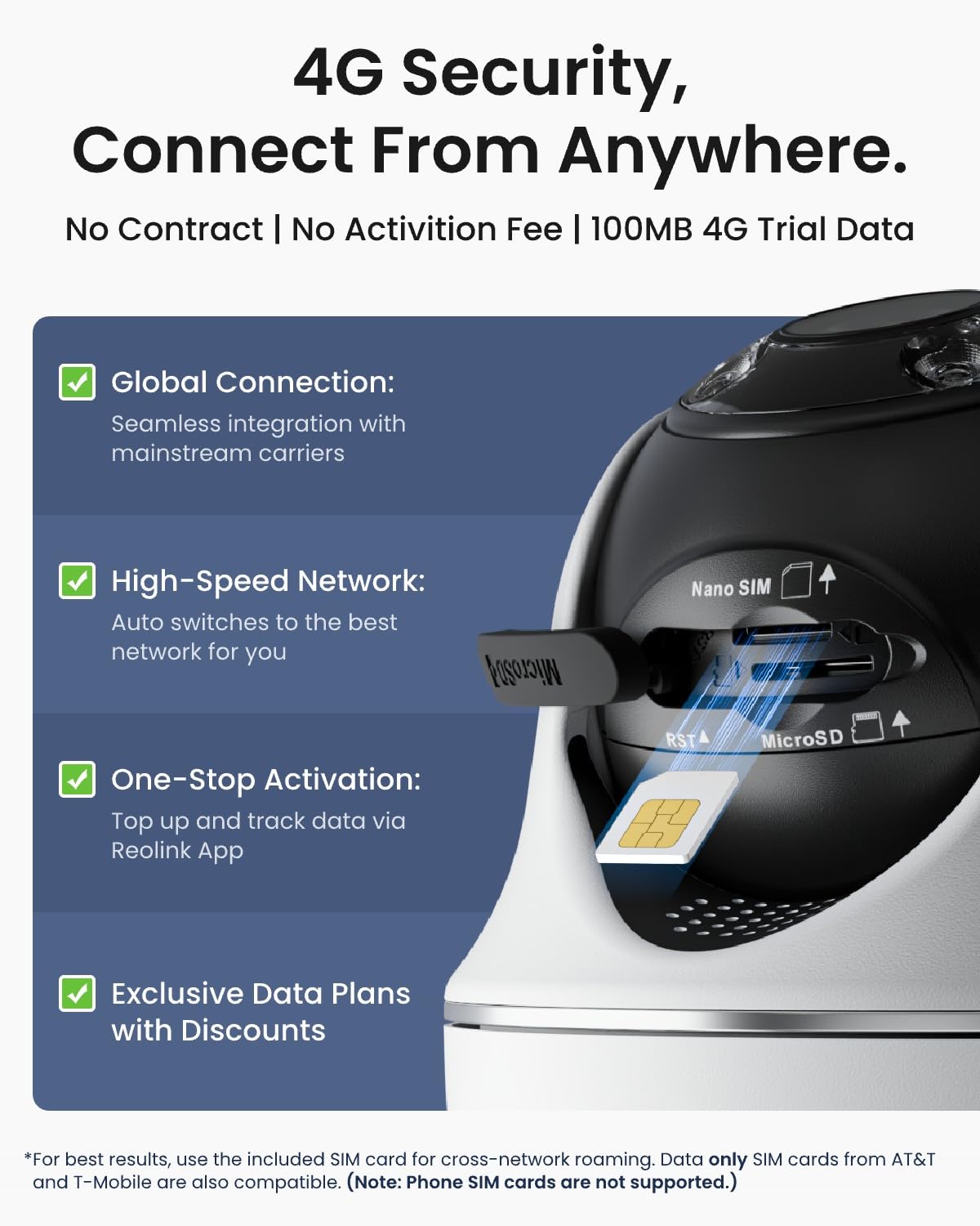 REOLINK 4K LTE Cellular Security Camera Wireless Outdoor, No WiFi, 3G/4G LTE, Solar Powered, SIM Card+32GB SD Card Included, Color Night Vision, Local/Cloud Storage, Go PT Ultra+SP, Updated Version