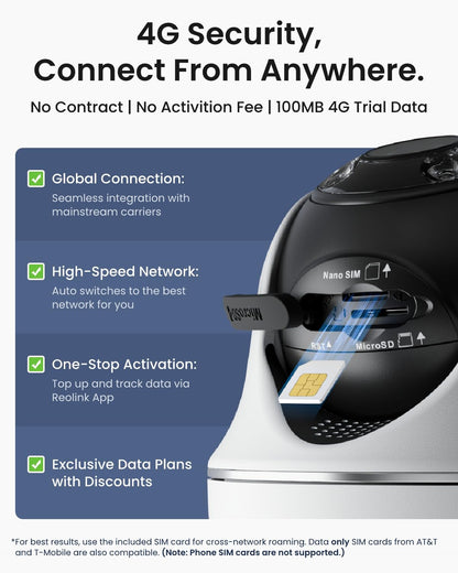 REOLINK 4K LTE Cellular Security Camera Wireless Outdoor, No WiFi, 3G/4G LTE, Solar Powered, SIM Card+32GB SD Card Included, Color Night Vision, Local/Cloud Storage, Go PT Ultra+SP, Updated Version