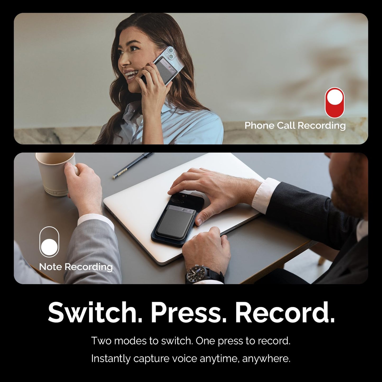 PLAUD AI Voice Recorder, Note Voice Recorder w/Case, App Control, Transcribe & Summarize with AI Technology, Support 112 Languages, 64GB Memory, Audio Recorder for Lectures, Meetings, Calls, Black