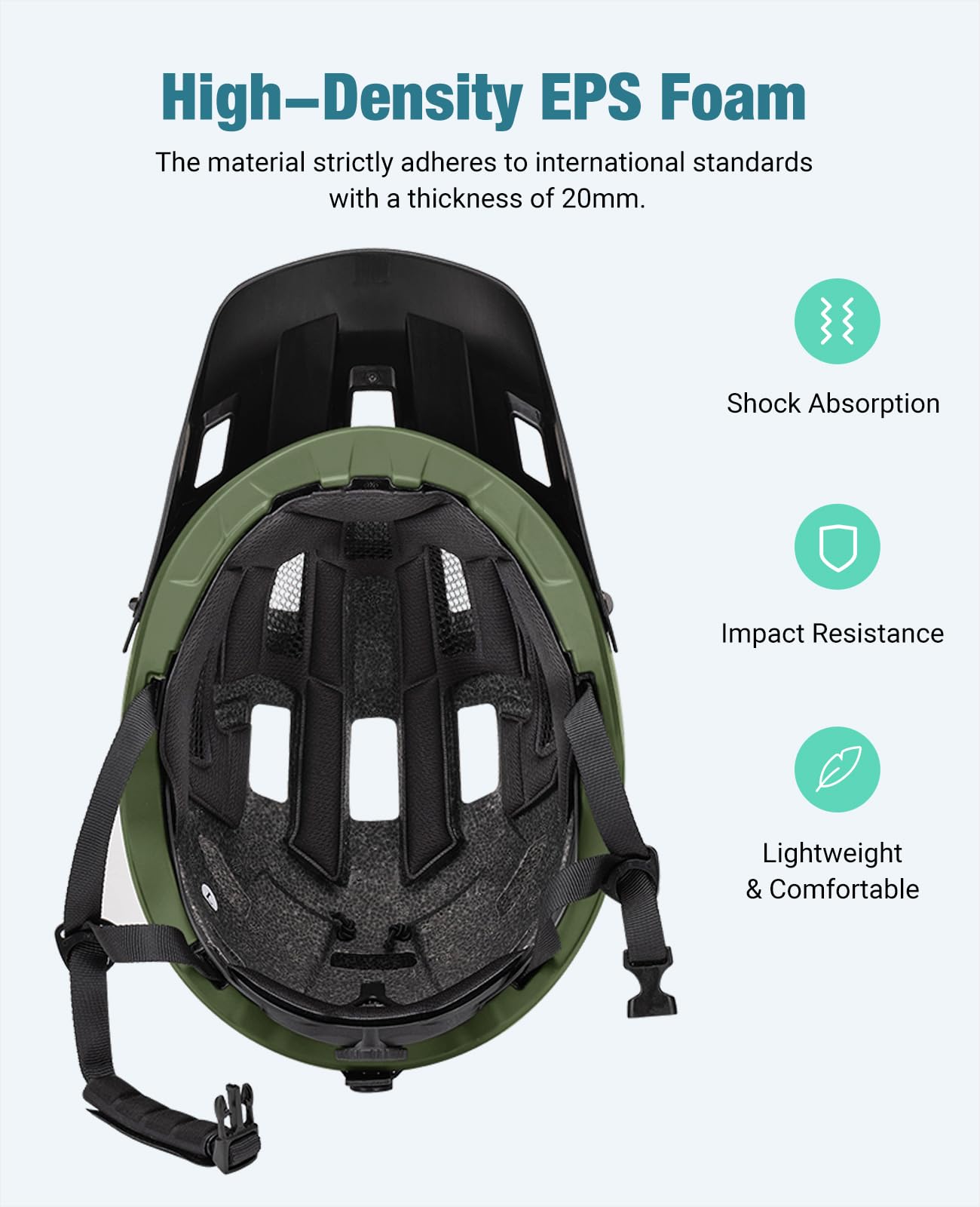 Favoto Mountain Bike Helmet - Dual Shell Lightweight MTB Bicycle Helmet Adjustable for Adults Men Women Youth CPSC Certificated, Dark Green