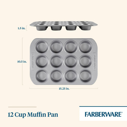 Farberware 12-c. Nonstick Nonstick Bakeware Muffin Pan, Gray