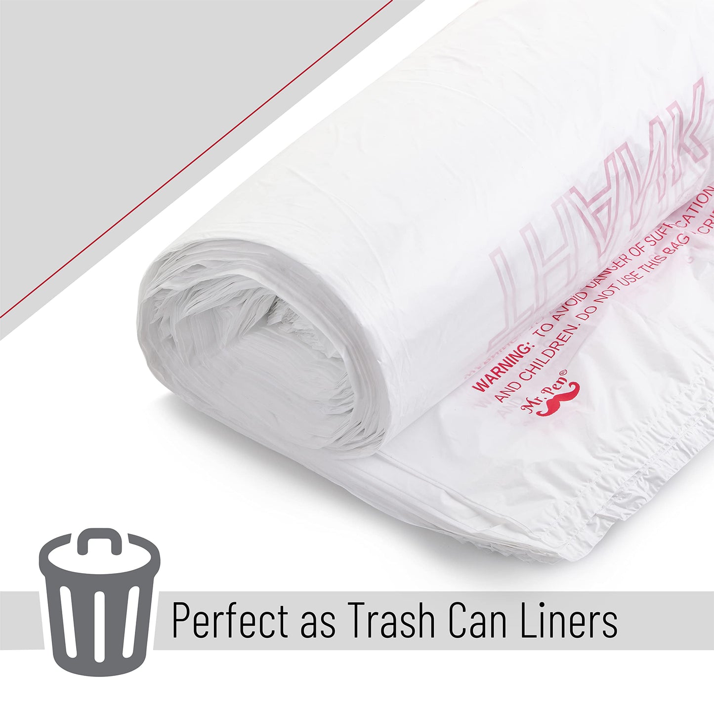 Mr. Pen - Thank You T-Shirt Bags, 11.6" x 6.5" x 21", 100 Pack, Plastic Bags with Handles