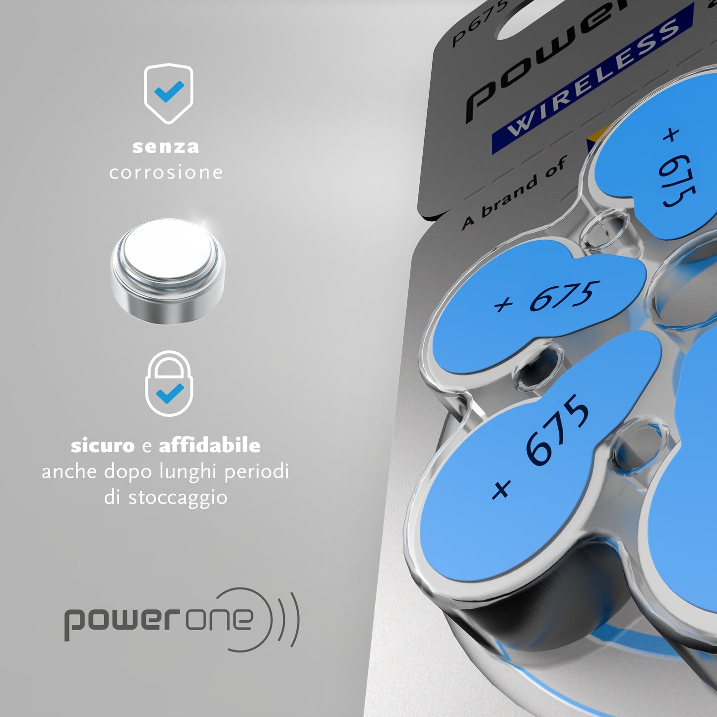 Powerone size 675 Hearing Aid Battery No Mercury made in Germany Genuine Pack 60