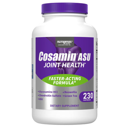 Nutramax Laboratories Cosamin® ASU Joint Health Supplement with Glucosamine, Chondroitin & ASU for Men’s & Women's Joint Health, 230 Capsules