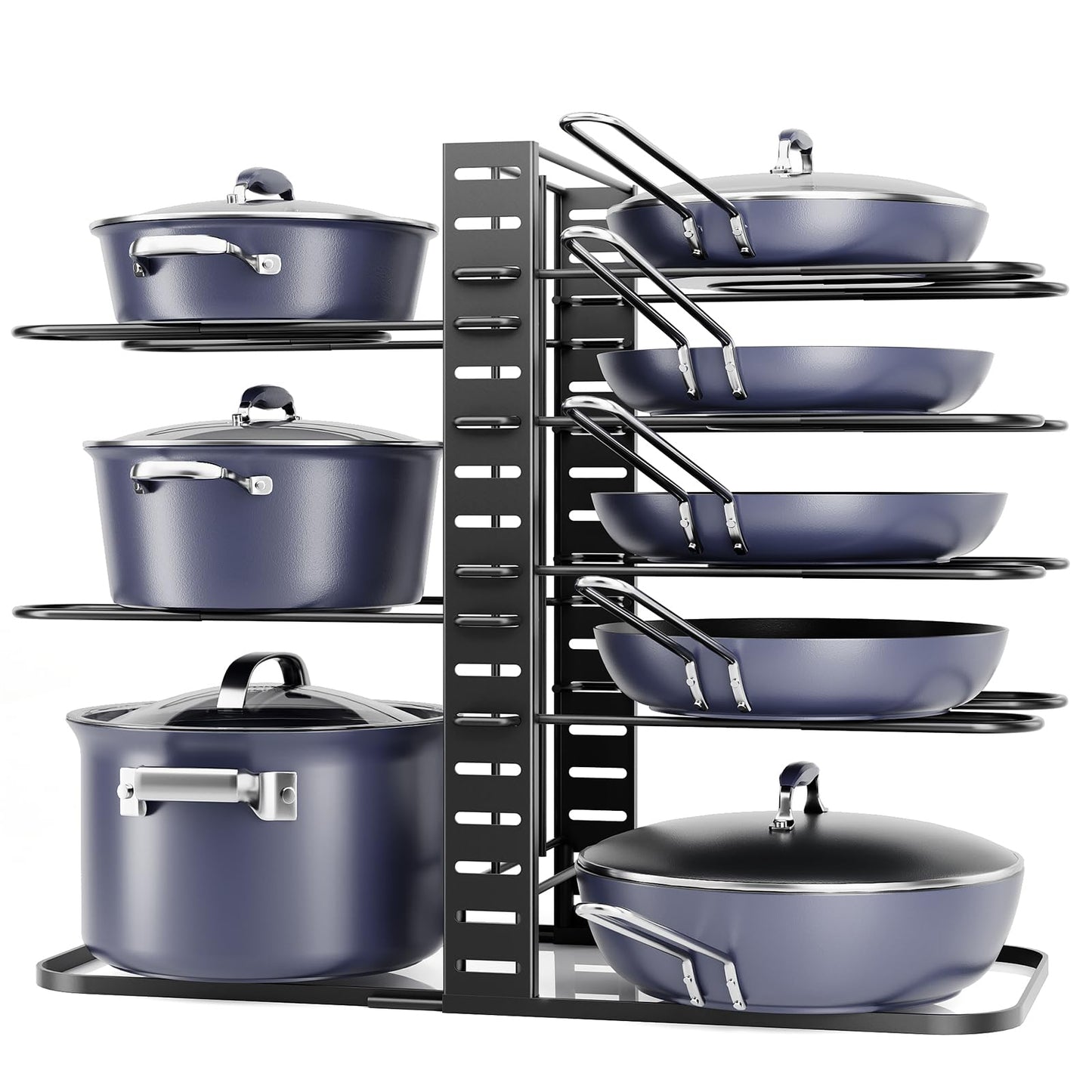 ORDORA Pots and Pans Organizer Under Cabinet 14.55 Height, Adjustable 8-Tier Pot Organizers inside Cabinet, Kitchen Organizers and Storage Fit 6-11 inch Lightweight Cookware