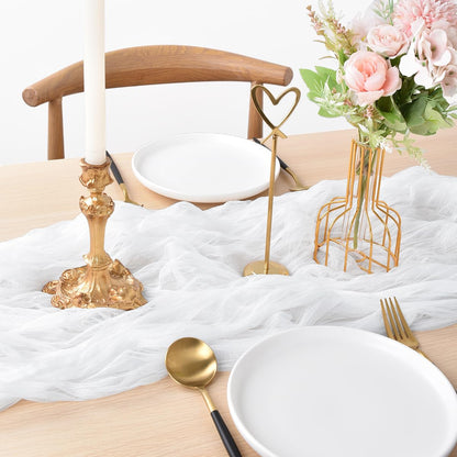 Joanlody Ivory Spring Summer Cheesecloth Table Runner 10Ft Rustic Gauze Boho Cheese Cloth Table Runner for Wedding Bridal Baby Shower Decoration