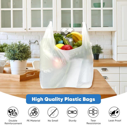 LimonLaviu Plastic Bags - 1000 Pack (11.5'x 6.5" x 21') with Handles for Small Business, Restaurants, Grocery & Trash