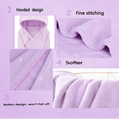 IFaryMes Toddler Bath Towel Baby Towels with Hood 27.5"X55" Ultra Absorbent Soft Bathrobe Blanket Kids Shower Towel for Girls and Boys(Purple-Cat)