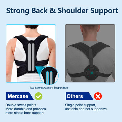Mercase Professional Posture Corrector for Men & Women, Maximum Support Back Brace, Adjustable & Rigid for Upper Back Pain, Shoulder Relief, Spine Alignment, Stops Slouching, Large(32-39 in)