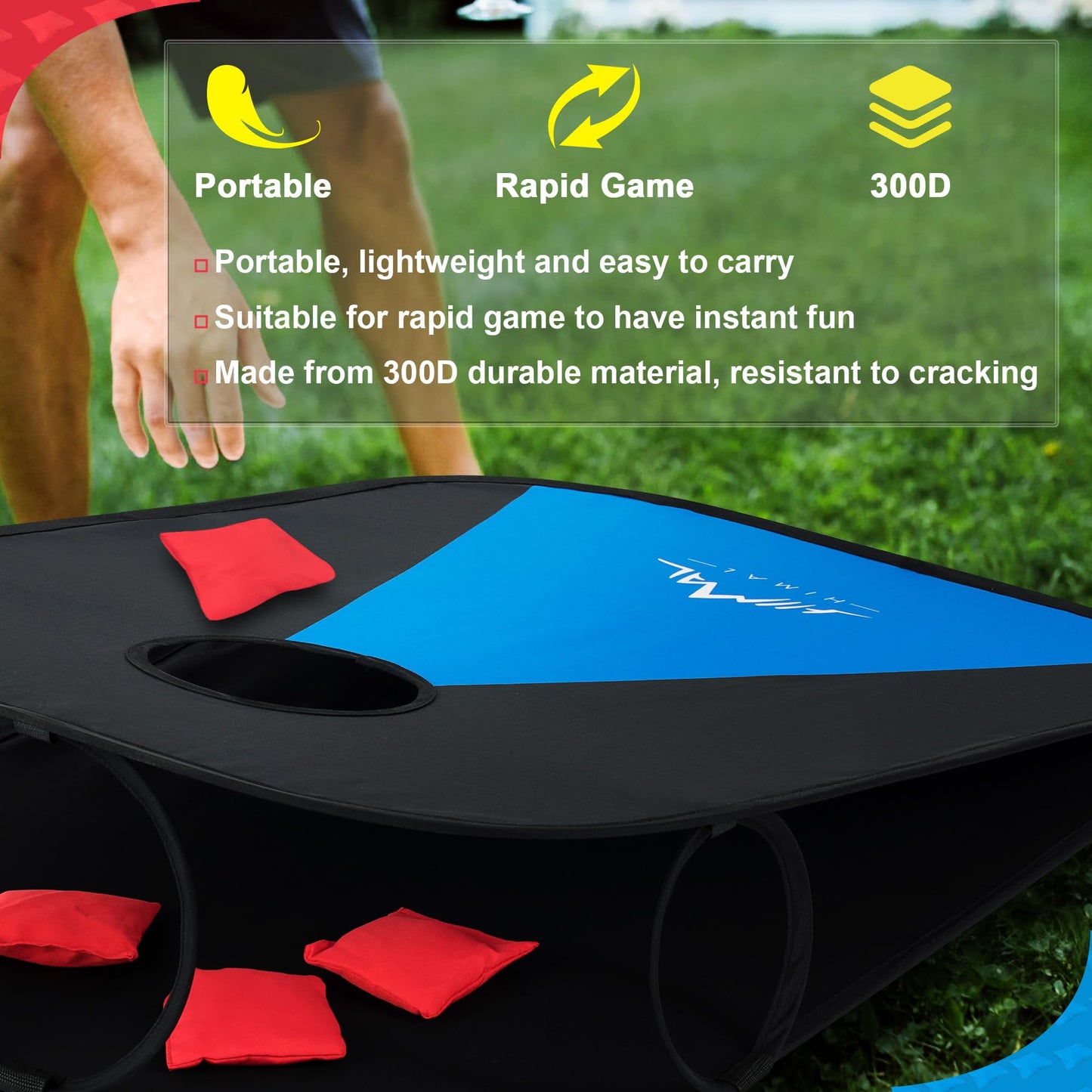 Himal Collapsible Portable Corn Hole Boards with 8 Cornhole Bean Bags (3 x 2-feet)