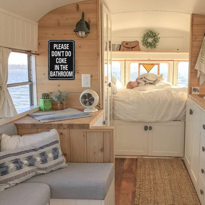 Please Don'T Do Coke In The Bathroom Sign Funny Room Decor For Men Cool Tapestry For College Dorm Metal Tin Signs Man Cave Decor Toilet Sign Black 12 X 8 Inch