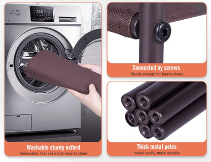 MISSLO 4 Tier Long Shoe Organizer for Closet Shoe Rack for Bedroom Closet Floor Shoe Shelf for Entryway Storage Stackable Wide Shoe Shelf Stores 30 Pairs of Men Sneakers, Brown