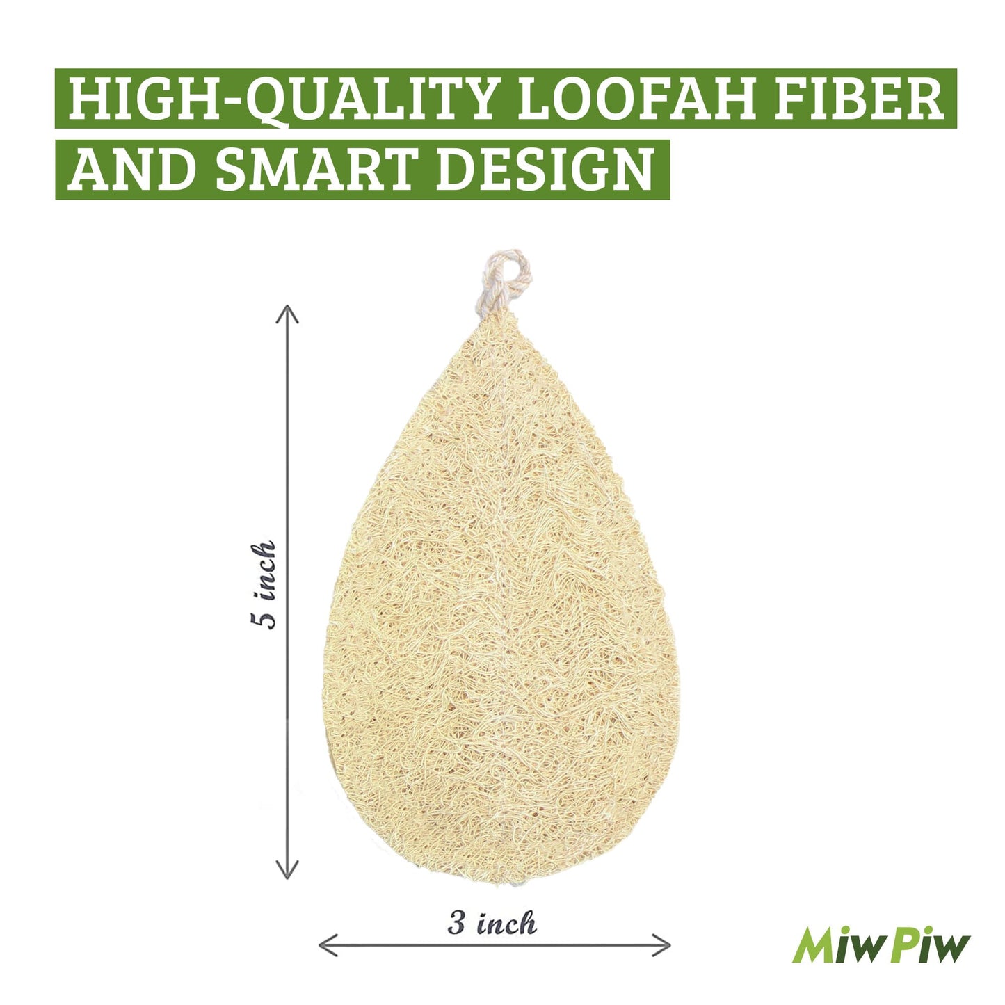 Miw Piw Natural Loofah Dish Sponge Pack 3 Vegetable Scrubber for Kitchen -100% Biodegradable Compostable Dishwashing Scouring Pad Zero Waste Plastic Free Eco Friendly Sustainable