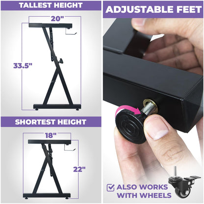 Liquid Stands Piano Keyboard Stand - Z Style Adjustable and Portable Heavy Duty Music Stand for Kids and Adults -Fits 54-88 Key Electric Pianos - Sturdy Musical Keyboard Stand (Black)