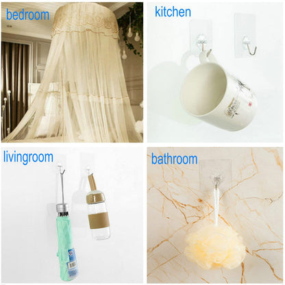 Jwxstore 24 Pack Heavy Duty Self Adhesive Hooks - 33lb Max, Transparent, Waterproof, Sticky Wall Hooks for Keys, Bathroom, Shower, Outdoor, Kitchen, Door, Home Improvement, Utility