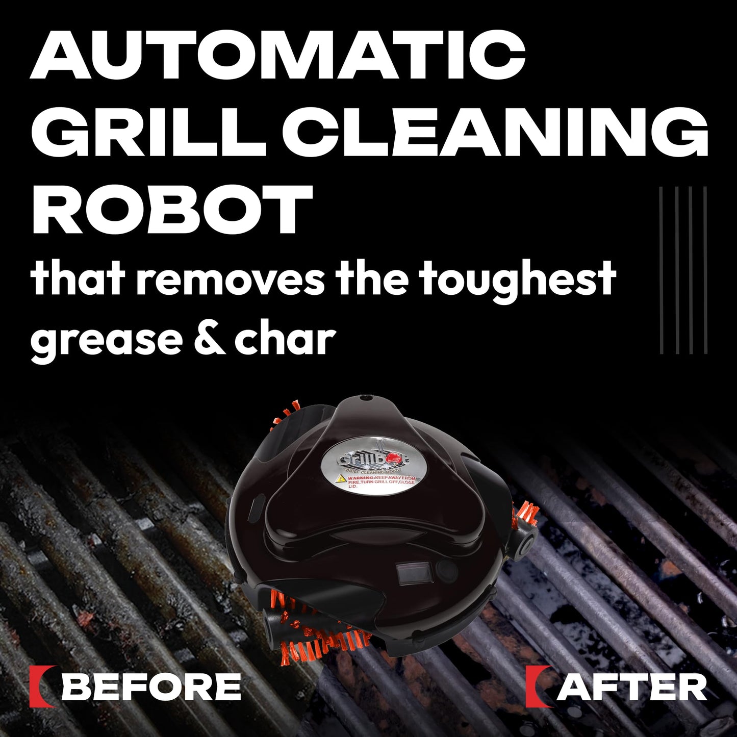 Grillbot Automatic Grill Cleaning Robot with Nylon Brushes, BBQ Grill Cleaner, Grill Brush, Grill Scraper, BBQ Accessories (Red Grillbot + Carry Case)