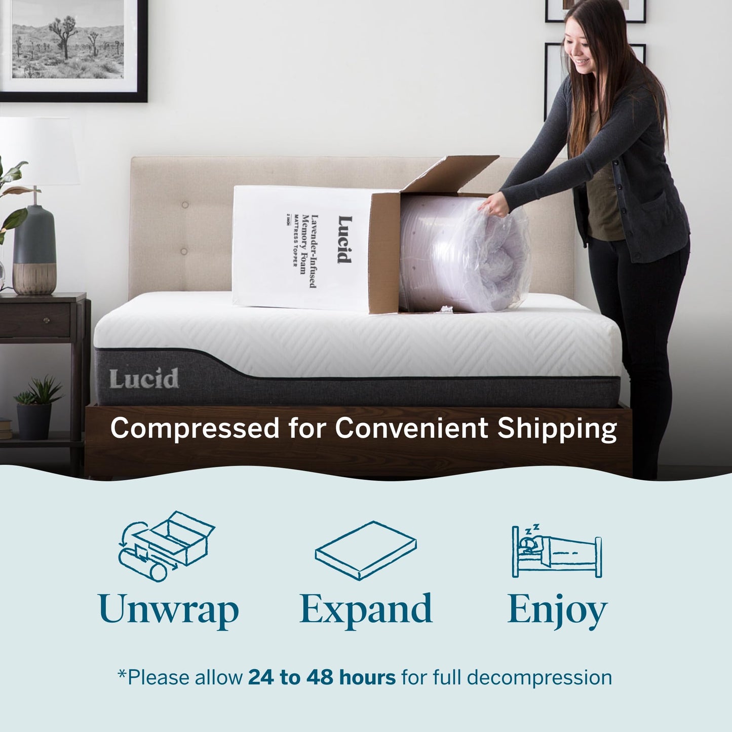 Lucid 3 Inch Lavender Infused Memory Foam Mattress Topper - Ventilated Design – Pressure Relieving Bed Topper - Mattress Pad – CertiPur Certified - Twin XL Size