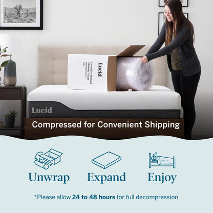 Lucid 3 Inch Lavender Infused Memory Foam Mattress Topper - Ventilated Design – Pressure Relieving Bed Topper - Mattress Pad – CertiPur Certified - Twin XL Size