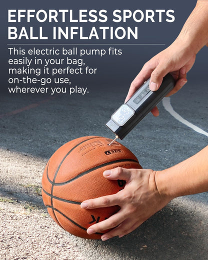 ETENWOLF P200 Electric Ball Pump 2000mAh Sports Air Pump with Digital Pressure Gauge for Basketball Soccer Volleyball (Black)