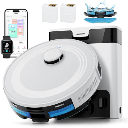 Lefant LiDAR Robot Vacuum and Mop, 45-Day Self-Emptying, 190° PSD Obstacle Avoidance, Customized Cleaning, Multi-Floor Mapping, 5500Pa Strong Suction, 140 Min Runtime, WiFi/Alexa/APP/iWatch, M2 Pro