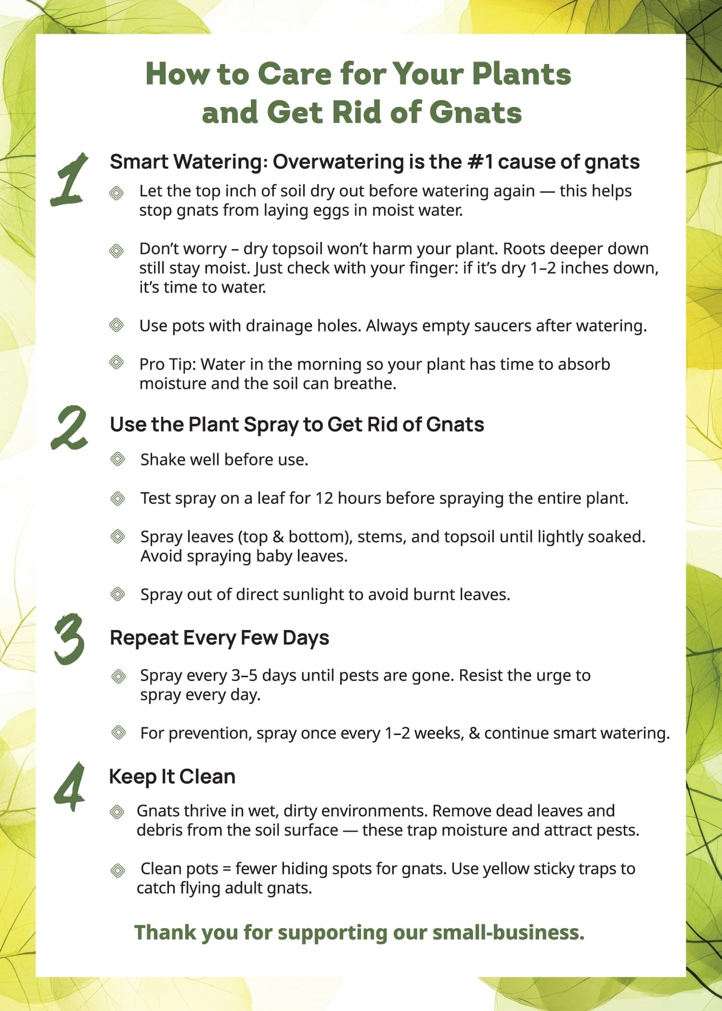 Kate's Home & Garden Plant Spray for Insects & Getting Rid of Gnats with 12 Sticky Traps. Fungus Gnat Killer & Bug Spray for Indoor Plants (16oz, Pet Safe, Non Toxic)