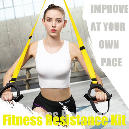 ADALT LION Bodyweight Resistance Training Straps, Complete Home Gym Fitness Trainer kit for Full-Body Workout, Included Door Anchor, Extension Strap, Fitness Guide (Yellow-2)