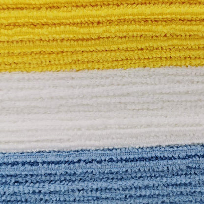 Amazon Basics Microfiber Cleaning Cloths, Ultra Absorbent, Lint Free, Streak Free, Non-Abrasive, Reusable and Washable, 16" x 12", Blue/White/Yellow, Pack of 24