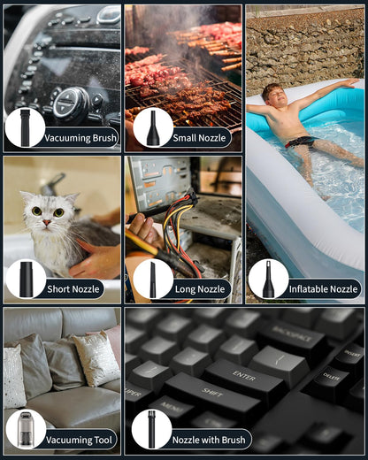 Powerful Compressed Air Duster for Deep Cleaning-Replace Compressed Air Can-No Canned Air Duster-Keyboard Cleaner-PC Cleaning-Rechargeable-3-Speeds-95000RPM Cordless Air Blower-Car Duster 8000mAh