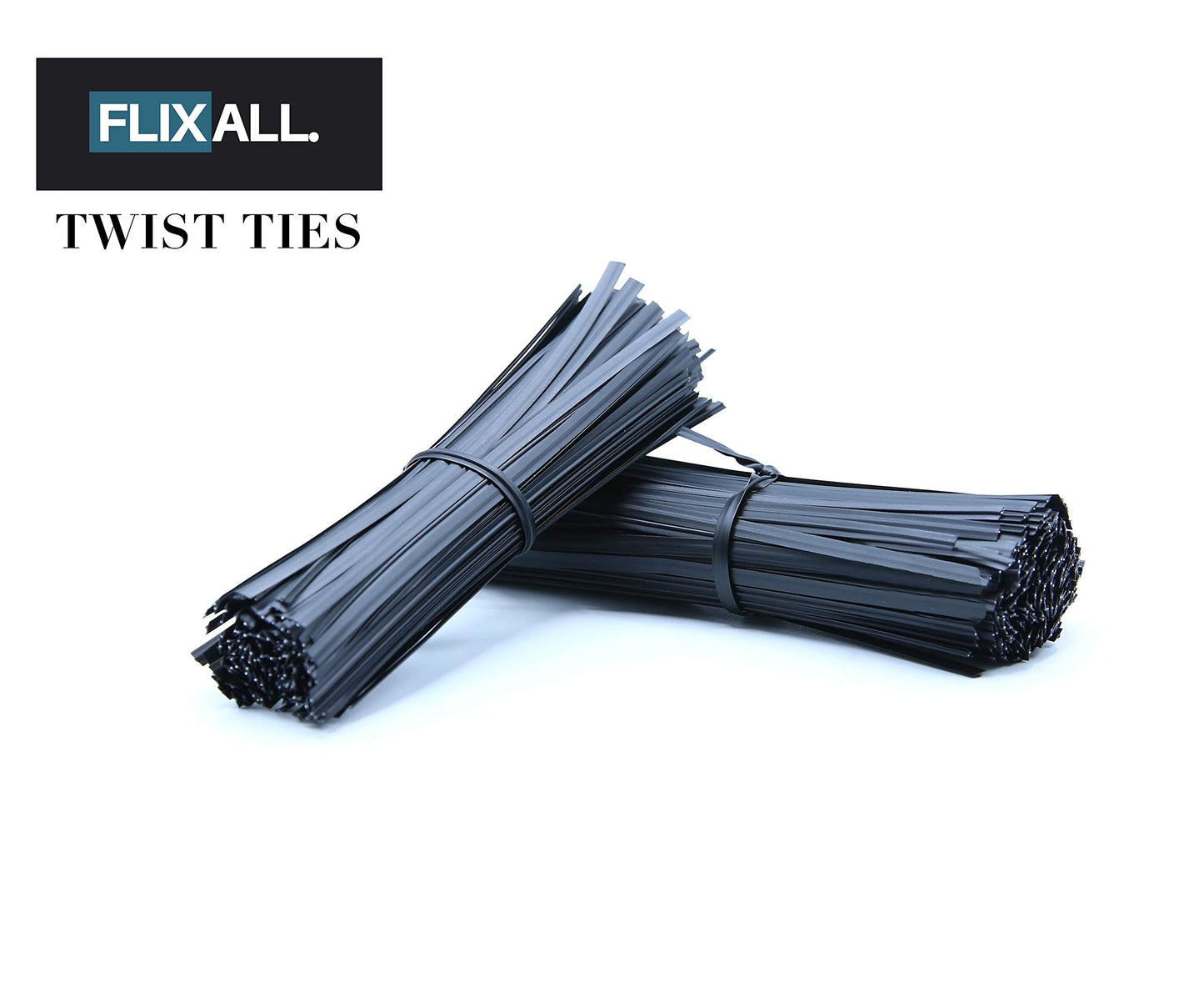Flixall. 5 inches Twist Ties Pack of 250 - Premium Quality Reusable Black Plastic Coated Ties for Household and Office use