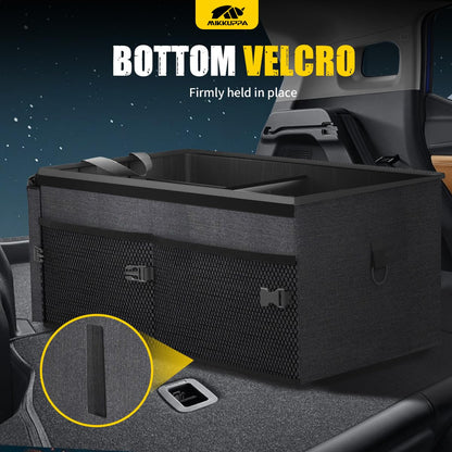 MIKKUPPA Car Trunk Organizer - 65L Collapsible Trunk Organizer with Lid, Sturdy Car Storage for SUV Auto Truck Van with Adjustable Straps and Non Slip Bottom (Black)