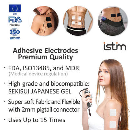 iSTIM EV-804 TENS/EMS 2 Channel Rechargeable Combo Machine Unit - Muscle Stimulator + Back Pain Relief and Management- 7 modes/24 Programs/Backlit (Including Electrodes Pads)