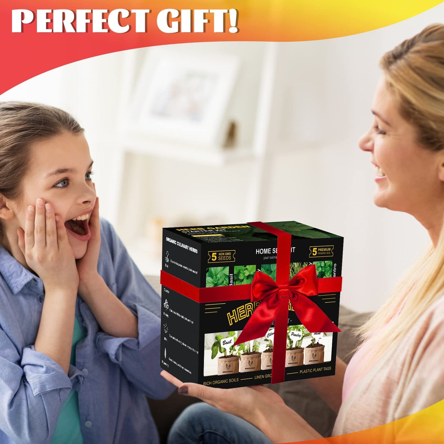 Meekear Indoor Herb Garden Starter Kit, 5 Non-GMO Herb Seeds - Basil, Parsley, Rosemary, Thyme, and Mint with Complete Planting Set for Kitchen Herb Garden DIY