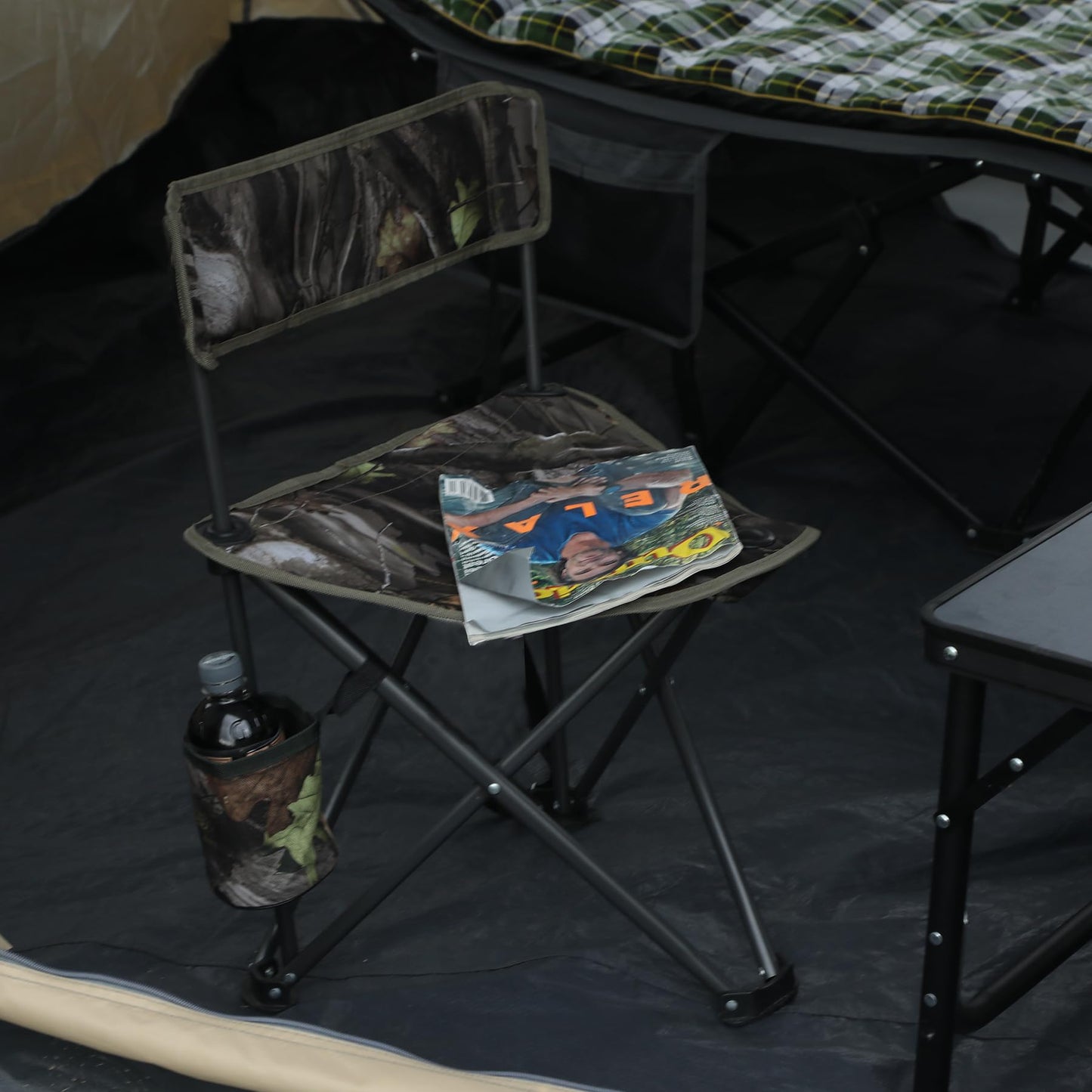 REDCAMP 2 Pack Tripod Hunting Chairs for Blinds, Folding Lightweight Portable Fishing Chair for Adults Hunting Stools with Backrest, Golf Chairs for Spectators, Camo