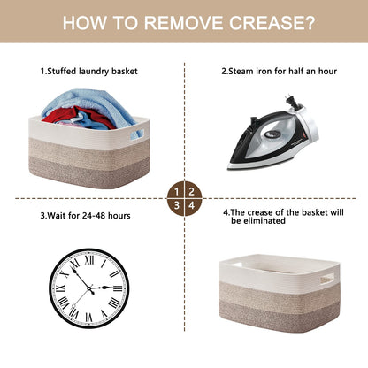 OIAHOMY Large Blanket Basket, 22”x17”x12” Rectangle Woven Baskets, Nursery Blanket Storage Living Room, Toy Storage With Handle, Large Baskets for Organizing-Gradient Yellow