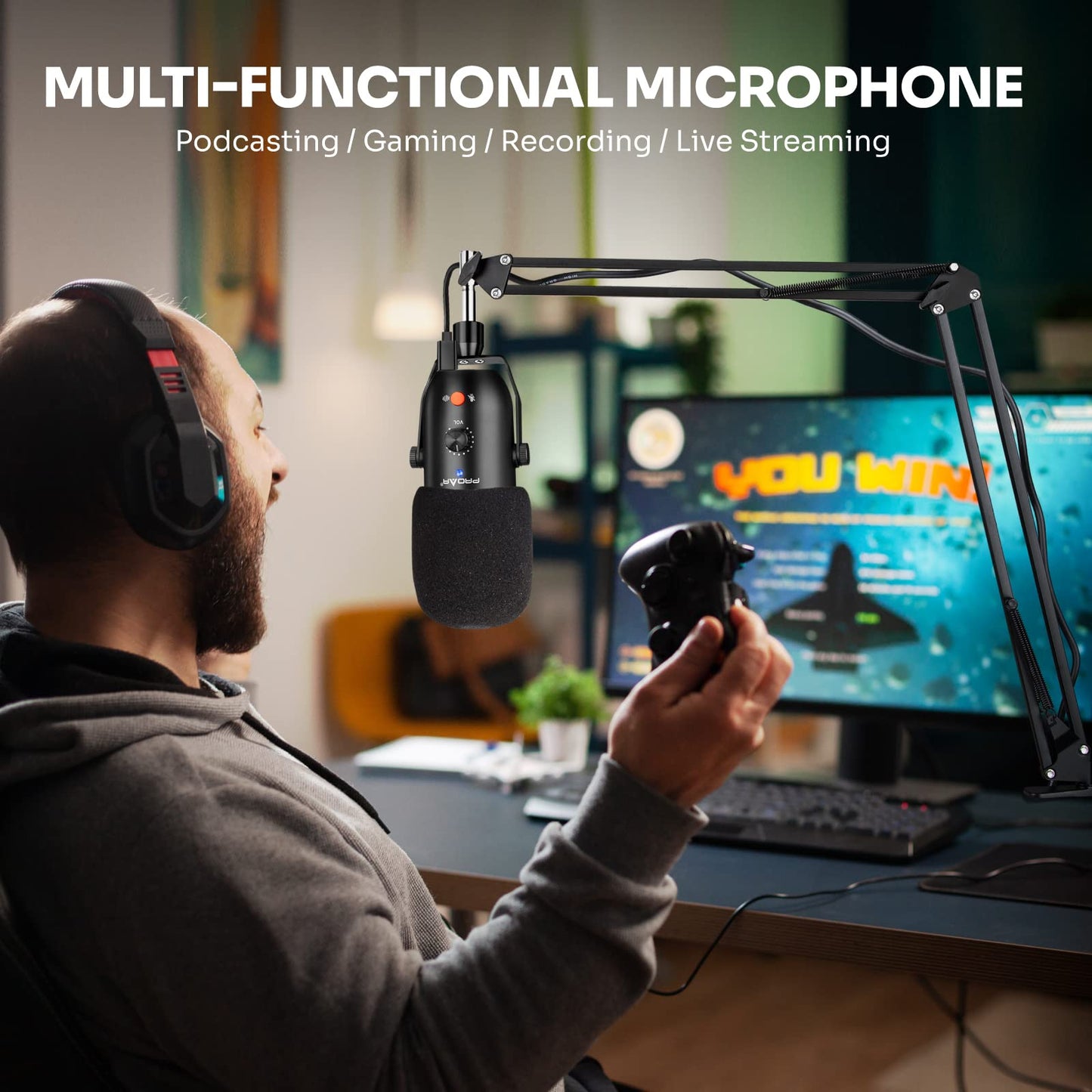 Podcast & Gaming USB Microphone Kit - Condenser Mic for Phone, Pad, PS4, Computer & Laptop (Noise Cancelling, ASMR, YouTube, Streaming)