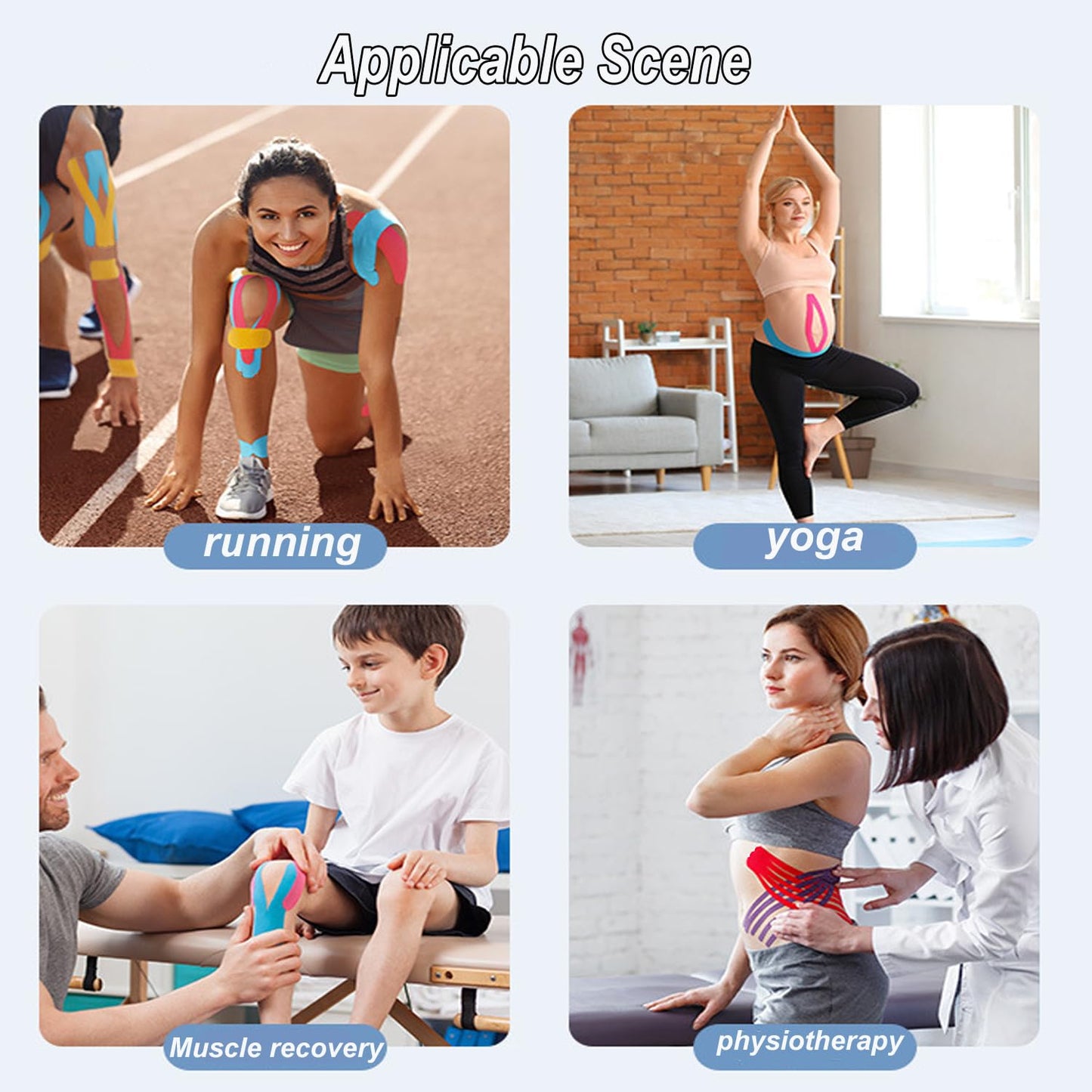 Kinesiology Tape Pro Athletic Sports (3 Rolls,60 Precut Strips) Waterproof Breathable Latex Free Tape for Ankle Wrists Knees Elastic Running Tennis Swimming Football Sports Activities Tapes (Mix)